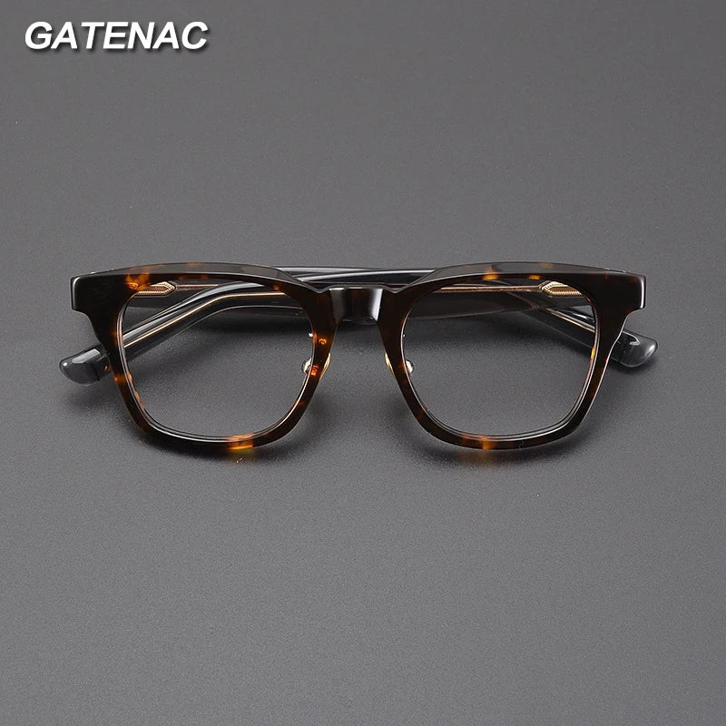 Gatenac Unisex Full Rim Square Acetate Eyeglasses Gxyj1188 Full Rim Gatenac   