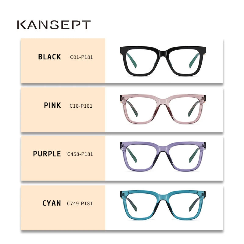 Kansept Women's Full Rim Square Tr 90 Acetate Reading Glasses K911 Reading Glasses Kansept   