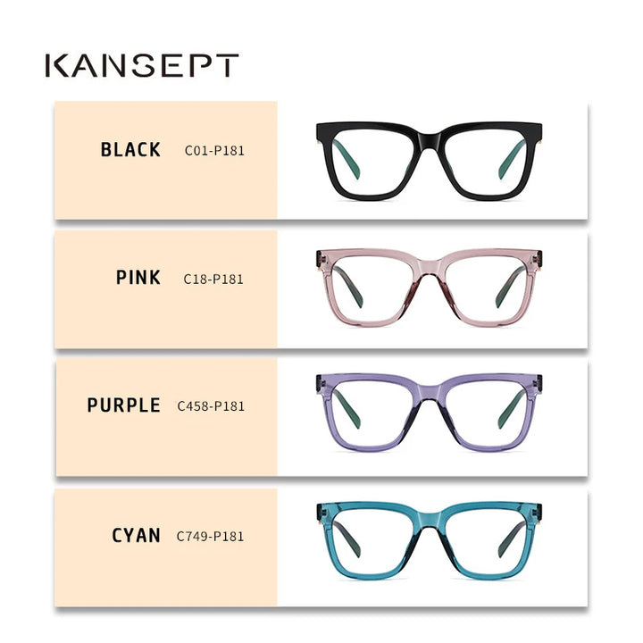 Kansept Women's Full Rim Square Tr 90 Acetate Reading Glasses K911 Reading Glasses Kansept   