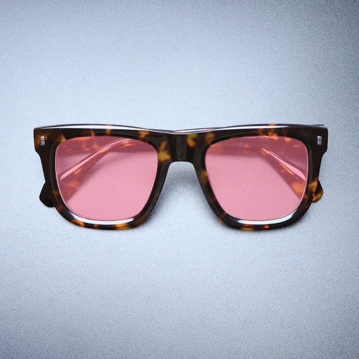 Gatenac Unisex Full Rim Big Square Acetate Polarized Sunglasses M007 Sunglasses Gatenac Tortoiseshell Pink  