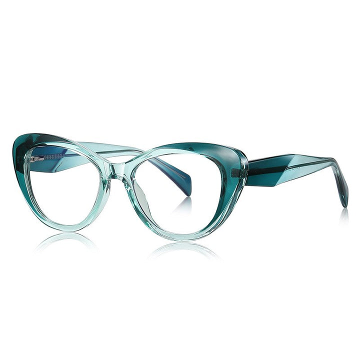CCSpace Women's Full Rim Square Cat Eye Tr 90 Titanium Eyeglasses 56757 Full Rim CCspace C6Green  