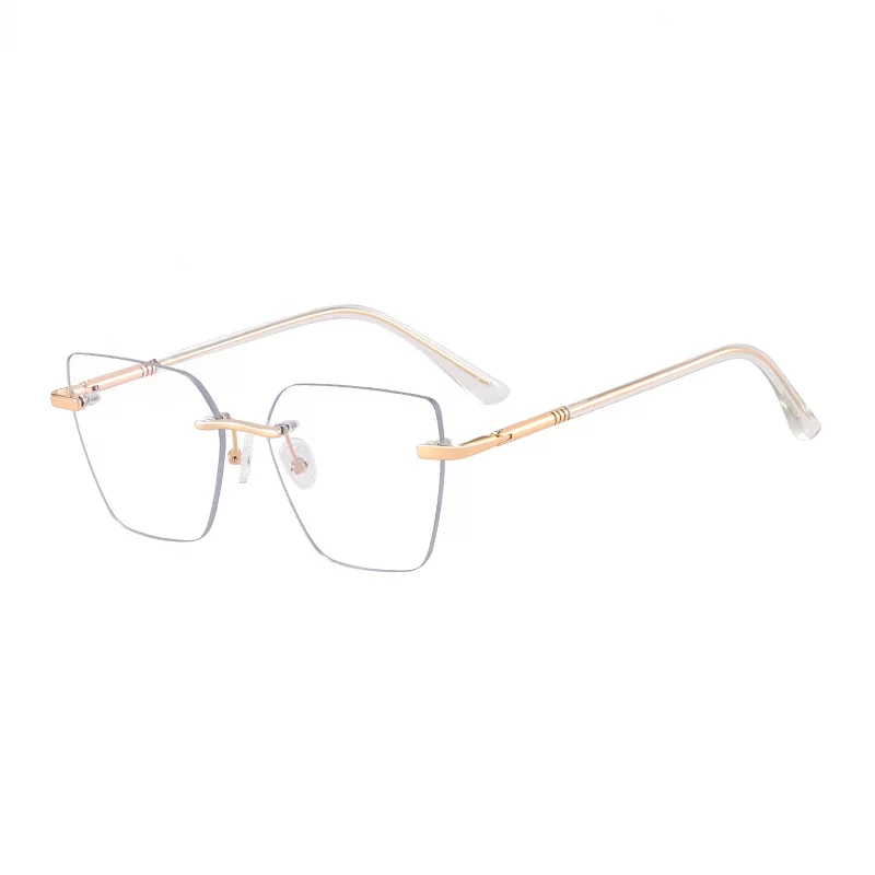 Ralferty Women's Rimless Flat Top Polygon Acetate Eyeglasses R83600 Rimless Ralferty C1 Transparent CHINA 