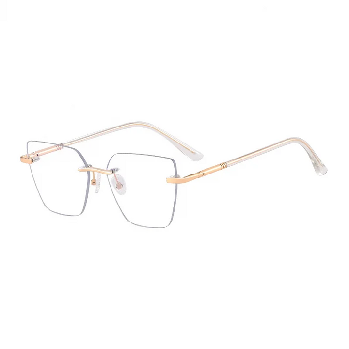 Ralferty Women's Rimless Flat Top Polygon Acetate Eyeglasses R83600 Rimless Ralferty C1 Transparent CHINA 