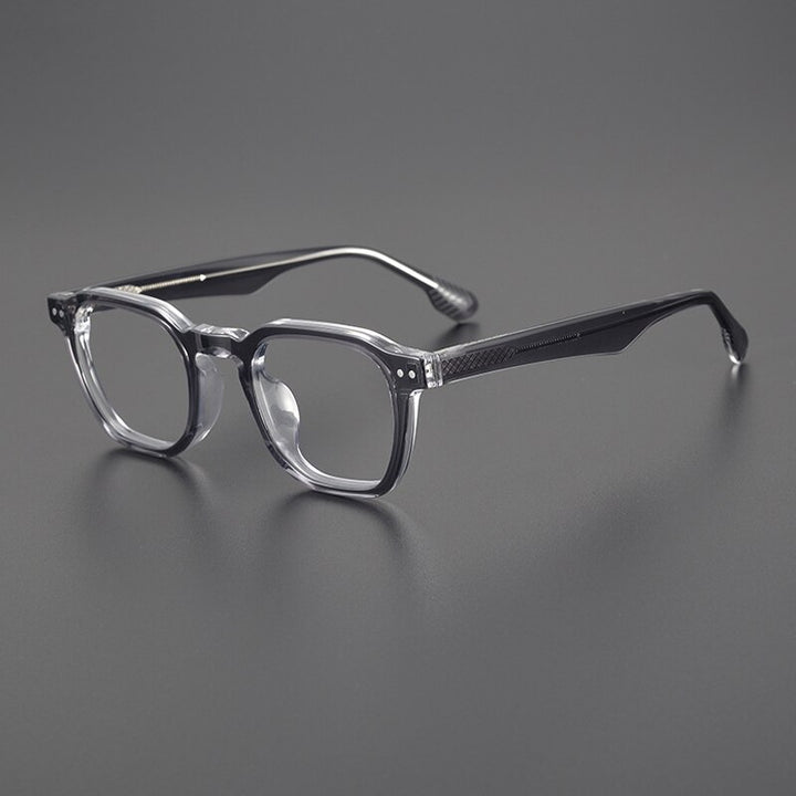 Gatenac Unisex Full Rim Square Acetate Eyeglasses Gxyj1109 Full Rim Gatenac Black Gray  