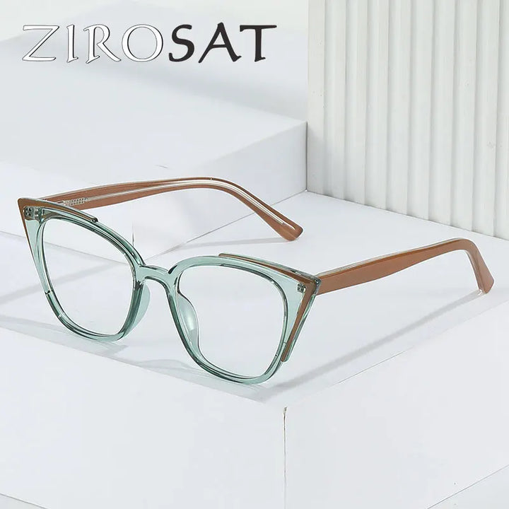 Zirosat Women's Full Rim Square Cat Eye Tr 90 Alloy Eyeglasses 70244