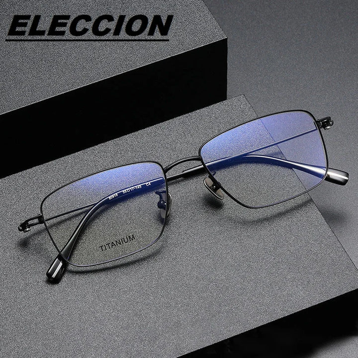 Eleccion Unisex Full Rim Square Titanium Eyeglasses 80916