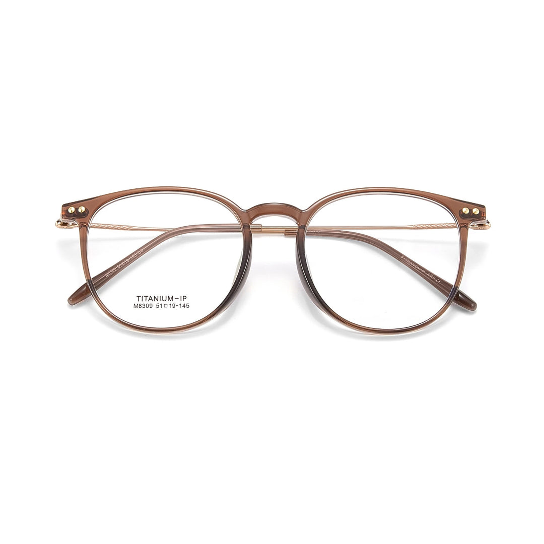 Yimaruili Unisex Full Rim Square Round Tr 90 Titanium Eyeglasses 638309