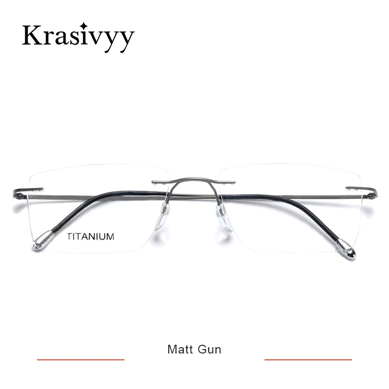 Krasivyy Unisex Rimless Square Titanium Eyeglasses 71611