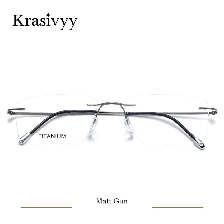 Krasivyy Unisex Rimless Square Titanium Eyeglasses 71611