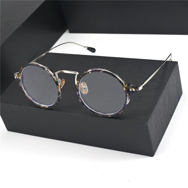 Cubojue Unisex Full Rim Small Round Alloy Presbyopic Reading Glasses 89001p Reading Glasses Cubojue no function lens 0 multi 