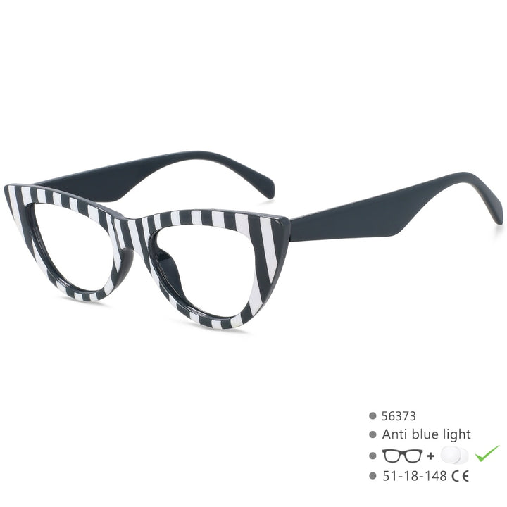 CCSpace Women's Full Rim Cat Eye Acetate Eyeglasses 56373 Full Rim CCspace China Stripe 