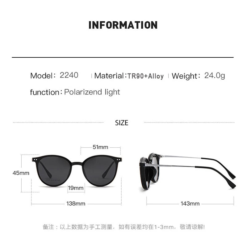 Kansept Unisex Full Rim Round Tr 90 Alloy Reading Glasses Clip On Sunglasses 2240 Reading Glasses Kansept   