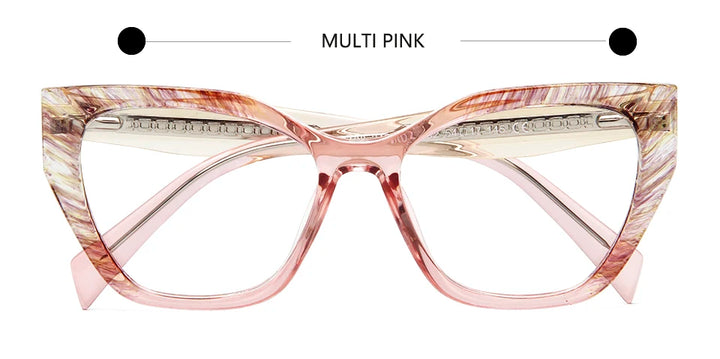 Esnbie Women's Full Rim Square Cat Eye Tr 90 Titanium Eyeglasses 24071 Full Rim Esnbie Multi Pink  