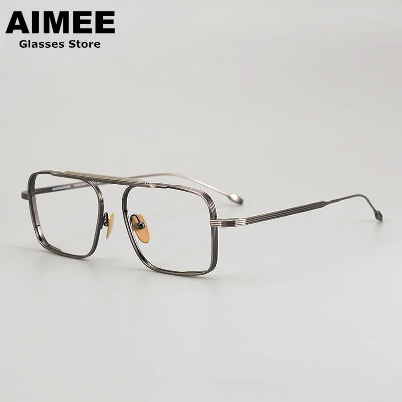 Aimee Unisex Full Rim Square Double Bridge Titanium Eyeglasses Full Rim Aimee   