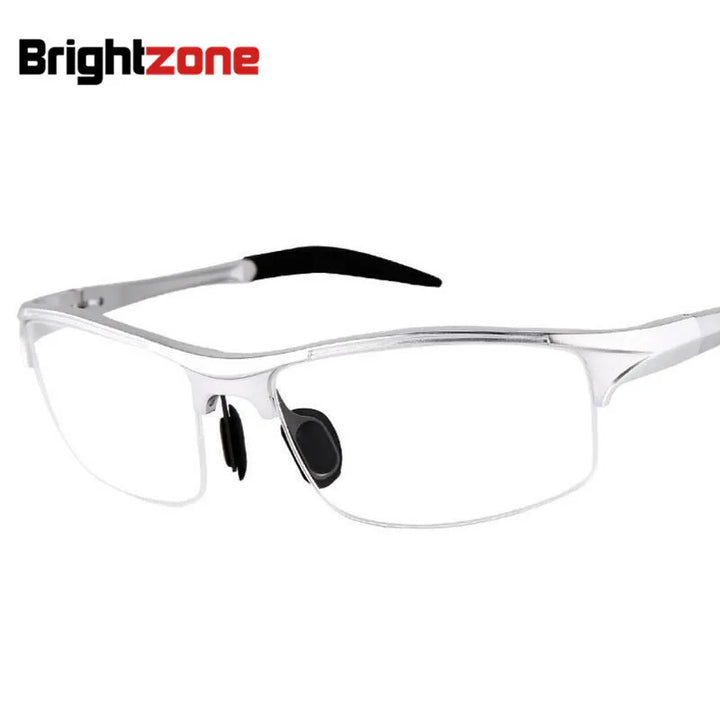 Brightzone Men's Semi Rim Square Aluminum Sport Eyeglasses 70188 Semi Rim Brightzone Silver BA001