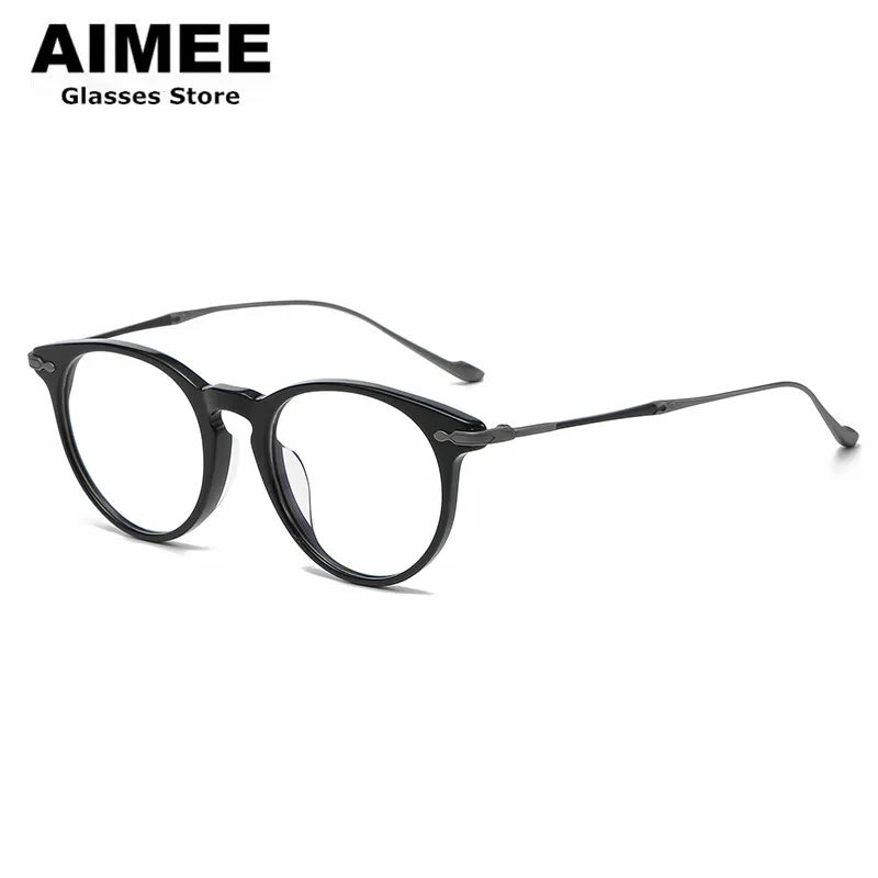 Aimee Unisex Full Rim Round Titanium Acetate Eyeglasses 5889 Full Rim Aimee   