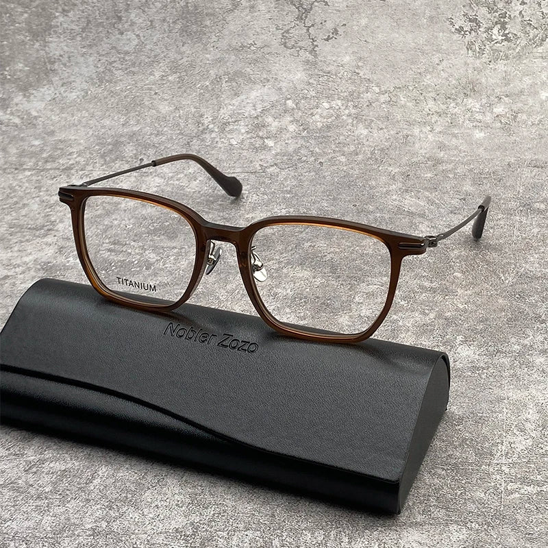 Nobler Unisex Full Rim Square Titanium Acetate Eyeglasses G002 Full Rim Nobler   