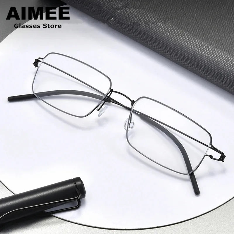 Aimee Unisex Full Rim Square Screwless Titanium Alloy Eyeglasses 19425 Full Rim Aimee   