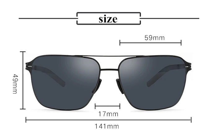 Black Mask Men's Full Rim Square Double Bridge Stainless Steel Sunglasses 491759 Sunglasses Black Mask   