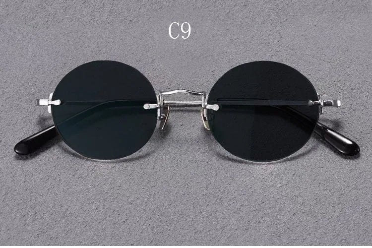 Yujo Men's Rimless Round Oval Titanium UV400 Sunglasses Y4346 Sunglasses Yujo C9 CHINA 