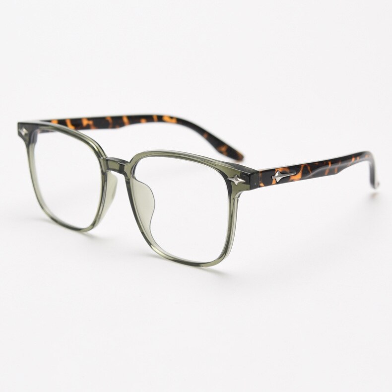 CCSpace Unisex Full Rim Square Tr 90 Titanium Eyeglasses 56634 Full Rim CCspace C6GreenLeopard  