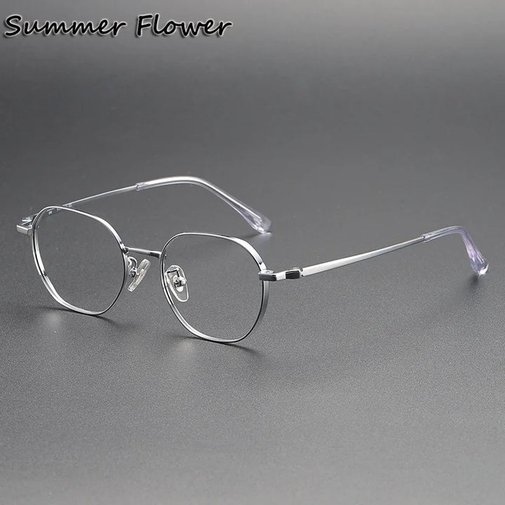 Summer Flower Women's Full Rim Flat Top Round Steel Eyeglasses 124208