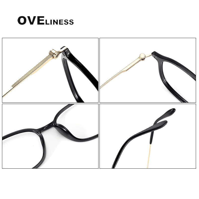 Oveliness Women's Full Rim Square Titanium Ultem Eyeglasses 8670 Full Rim Oveliness   