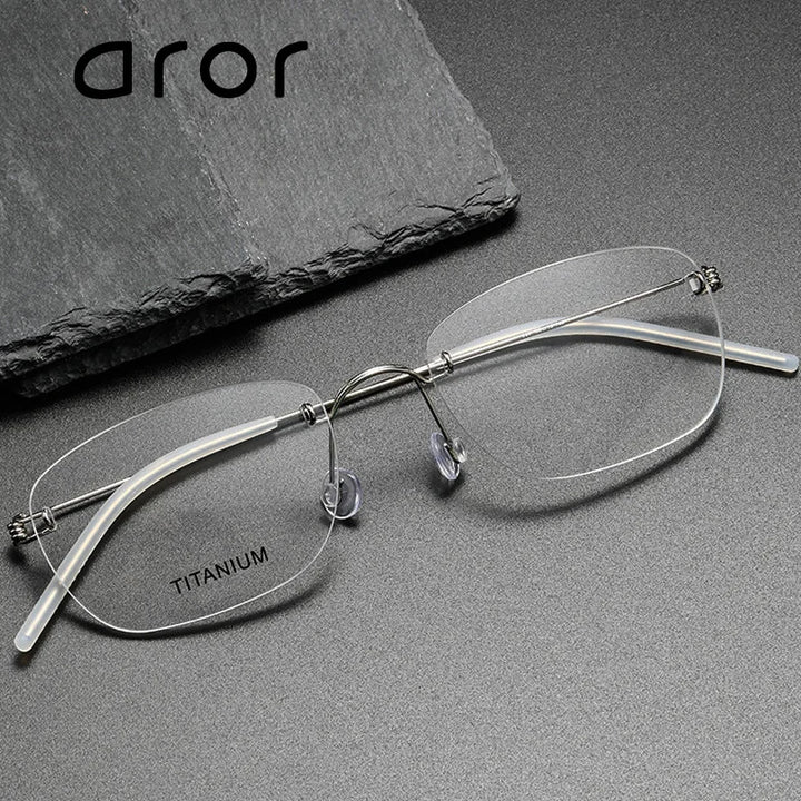 Aror Women's Rimless Square Screwless Titanium Eyeglasses 4297 Rimless Aror