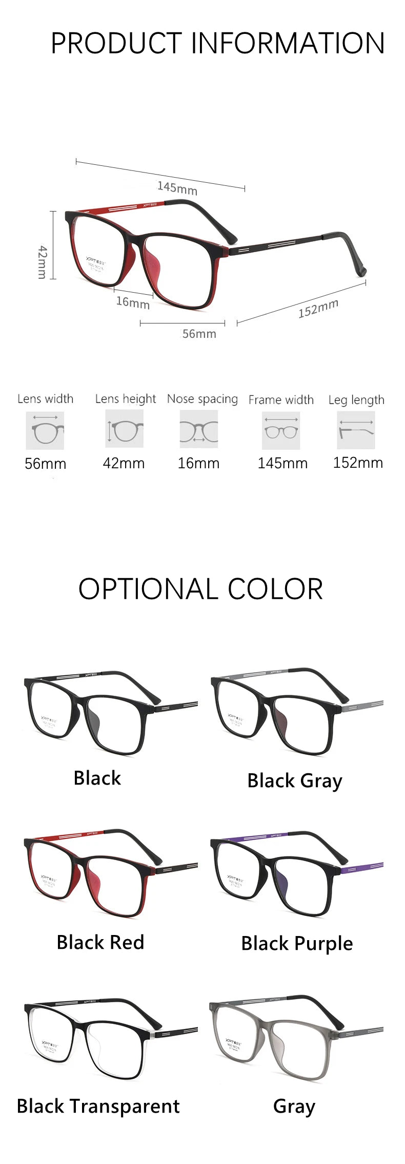 Kocolior Unisex Full Rim Square Tr 90 Titanium Hyperopic Reading Glasses 9825 Reading Glasses Kocolior   
