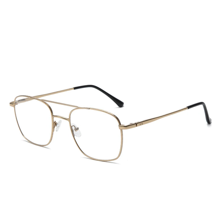 Hdcrafter Men's Full Rim Square Double Bridge Titanium Eyeglasses T001 Full Rim Hdcrafter Eyeglasses GOLD  