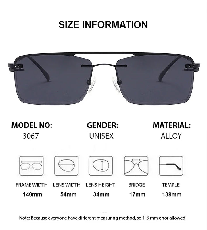 Summer Flower Unisex Rimless Square Alloy Eyeglasses Clip On Sunglasses 30674