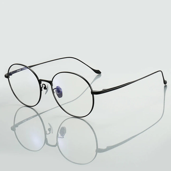 Muzz Unisex Full Rim Round Titanium Eyeglasses 10184 Full Rim Muzz black  