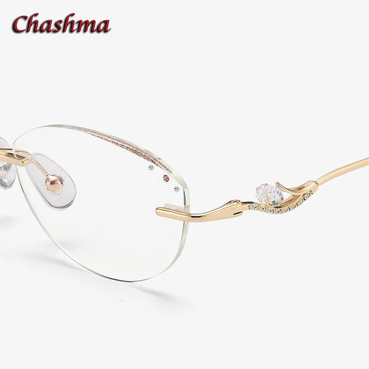 Chashma Ochki Women's Rimless Oval Titanium Eyeglasses 520534