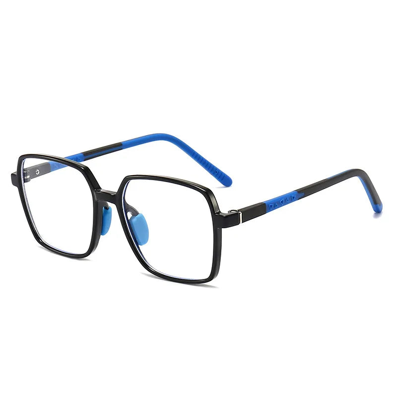 CCspace Unisex Children's Full Rim Square Tr 90 Titanium Eyeglasses 57511 Full Rim CCSpace BlackBlue  