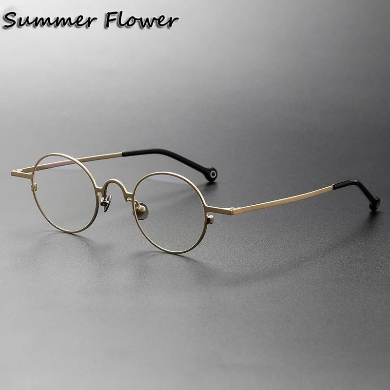 Summer Flower Unisex Full Rim Round Titanium-Alloy Eyeglasses 369080