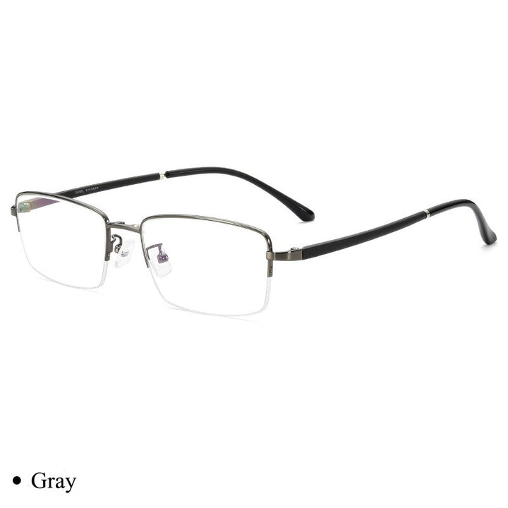 Bclear Men's Semi Rim Rectangle Alloy Eyeglasses With Clip On Polarized Sunglasses Zt9338 Clip On Sunglasses Bclear   