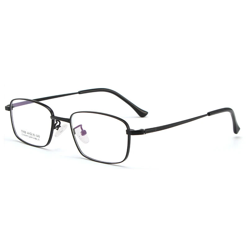 KatKani Men's Full Rim Square Titanium Eyeglasses 6066 Full Rim KatKani Eyeglasses Black  