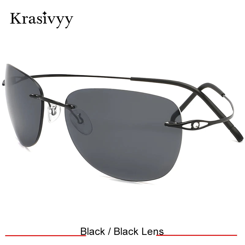 Krasivyy Women's Rimless Oval Square Titanium Sunglasses 426802
