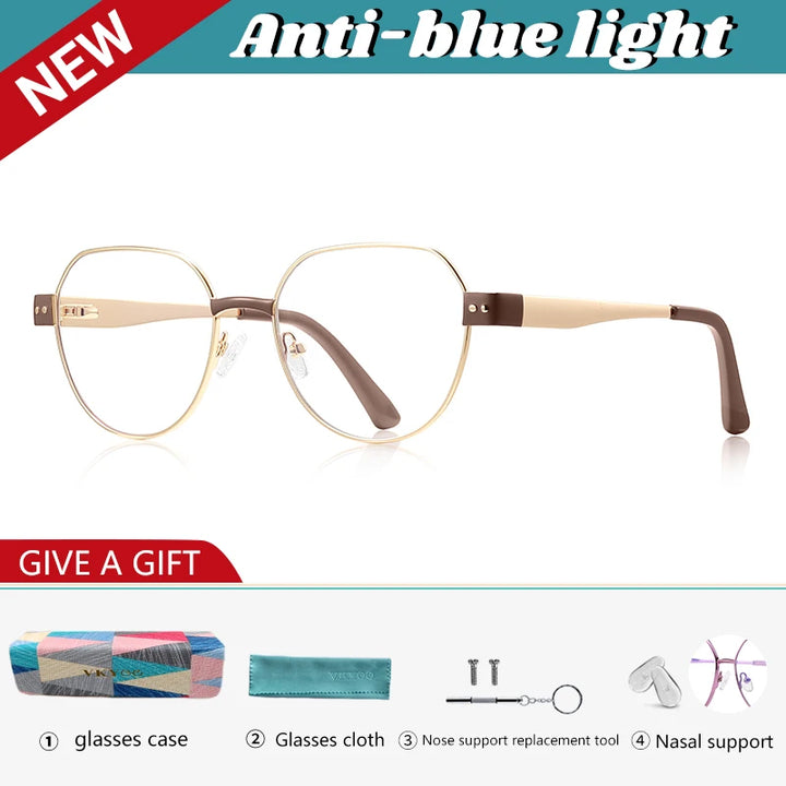 Vicky Women's Full Rim Flat Top Oval Alloy Tr 90 Reading Glasses 513174