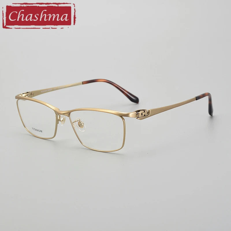 Summer Flower Men's Full Rim Big Square Brow Line Titanium Eyeglasses 86111 Full Rim Summer Flower Gold