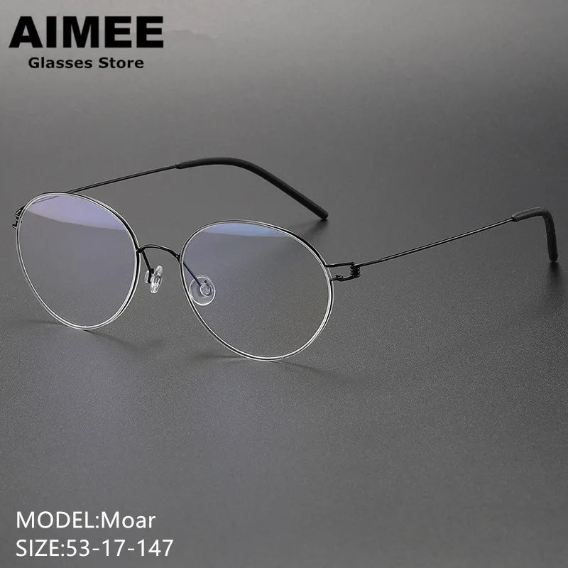 Aimee Unisex Full Rim Oval Round Screwless Titanium Eyeglasses 1318 Full Rim Aimee   