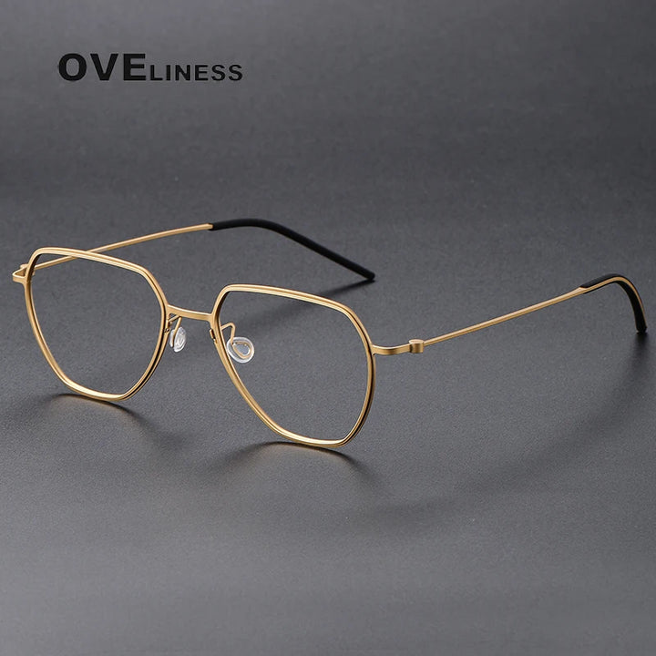 Oveliness Unisex Full Rim Square Titanium Eyeglasses 5527 Full Rim Oveliness gold  
