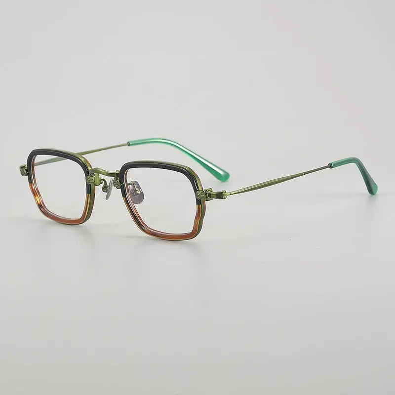Aror Unisex Full Rim Polygon Square Acetate Titanium Eyeglasses 195198.