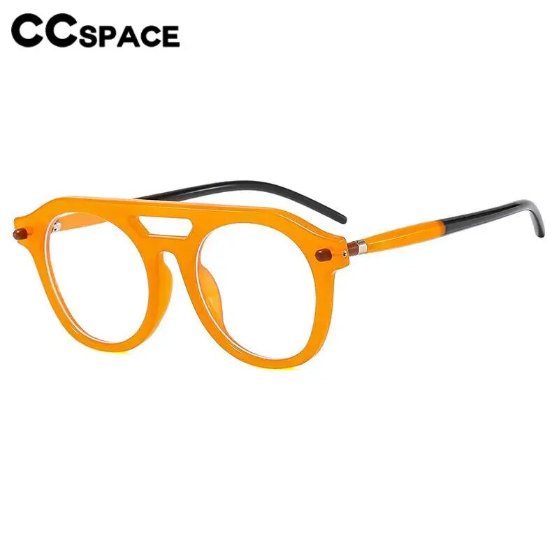 CCSpace Unisex Full Rim Round Double Bridge PC Plastic Alloy Reading Glasses 57047 Reading Glasses CCspace   