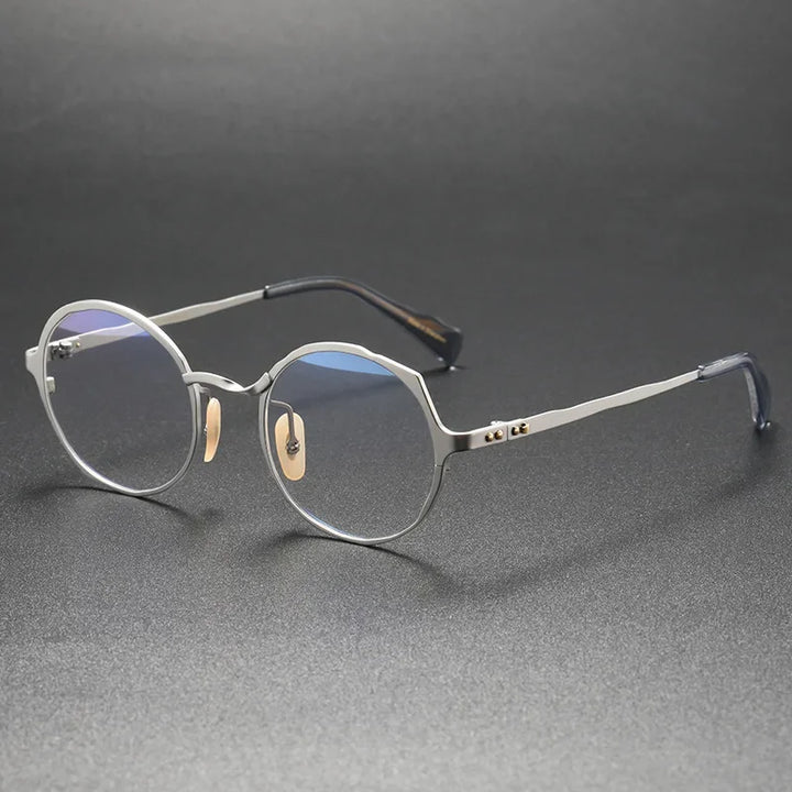 Muzz Women's Full Rim Irregular Round Titanium Eyeglasses 370038