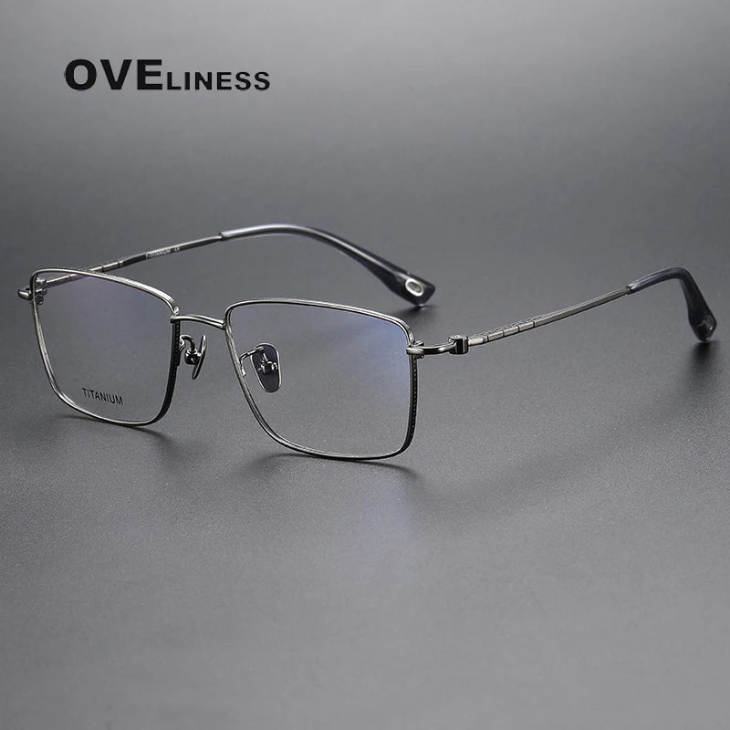 Oveliness Men's Full Rim Square Titanium Eyeglasses 80906 Full Rim Oveliness gun  