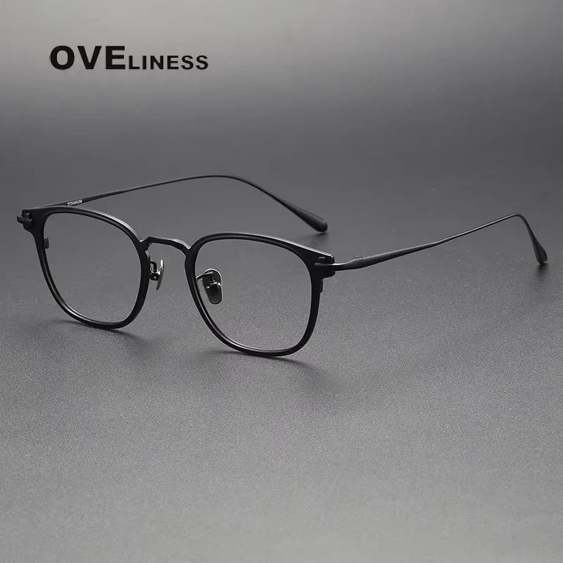 Oveliness Women's Full Rim Square Titanium Acetate Eyeglasses 13821 Full Rim Oveliness black  