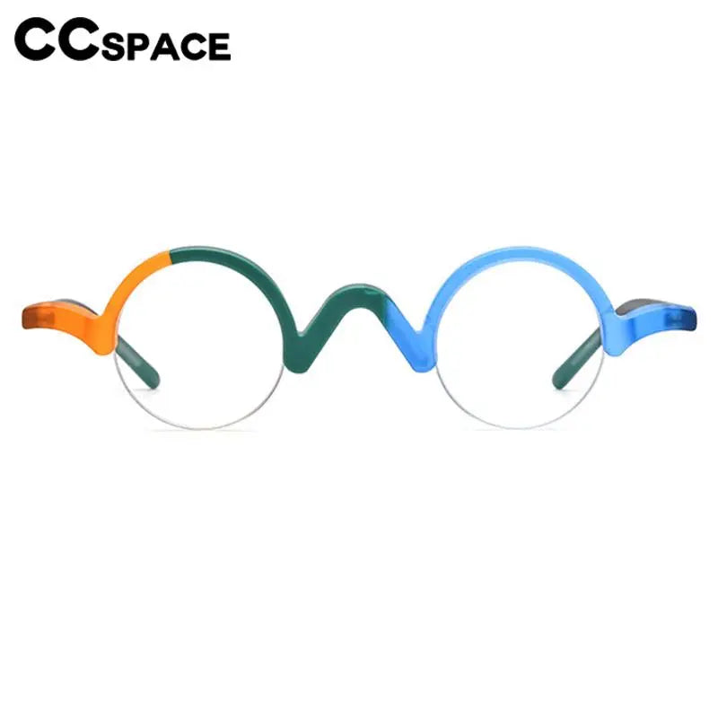 CCspace Unisex Semi Rim Round Acetate Eyeglasses 56883 Semi Rim CCspace   