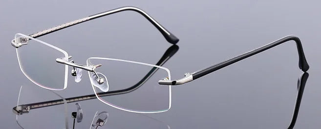 Brightzone Unisex Rimless Square Titanium Alloy Eyeglasses 71866 Rimless Brightzone Silver