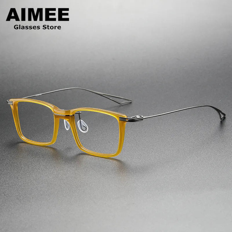 Aimee Unisex Full Rim Big Square Acetate Titanium Eyeglasses 15816 Full Rim Aimee   